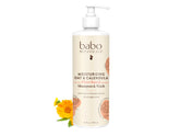 Babo Botanicals front bottle showing product and benefits for gentle cleansing