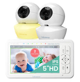 Babysense front display and two cameras showing split-screen benefit