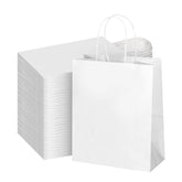 bagmad front view of 100-pack white kraft bags showing neat stacked presentation and convenience
