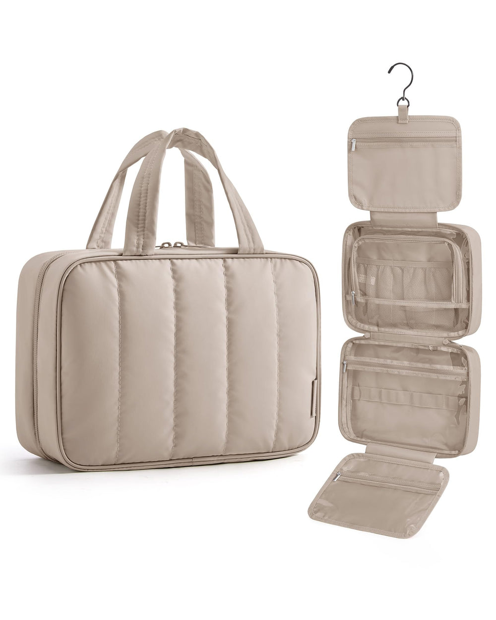 BAGSMART camel front view showing compact organized exterior and carry handle benefit