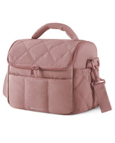 BAGSMART dark pink front view showcasing stylish quilted lunch bag and chic look