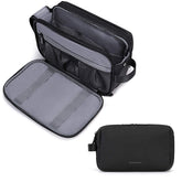 BAGSMART front view of medium black toiletry bag showing compact design and durable build