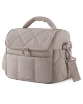 BAGSMART front view of camel quilted lunch bag showing stylish design and easy carry