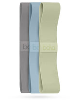 Bala front packaging showing three resistance bands and carry case for easy storage