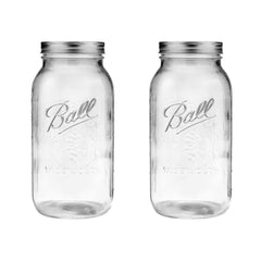 Ball jar front view showing clear glass and label, ideal for visible storage