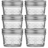 Ball jar front packaging showing six quilted crystal jars and lids for attractive gifting
