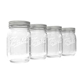 Ball front packaging showing four 16 oz jars and bands, convenient storage