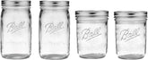 Ball front view of four wide mouth jars showing jars and lids for versatile storage