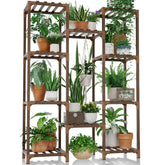 Bamworld front view assembled plant stand showing large multi-tier display and space savings