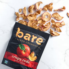 Bare coconut chip slices display and benefit of light, crunchy bite