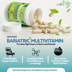 Bariatric Choice open bottle with capsules demonstrating 3 month supply benefit
