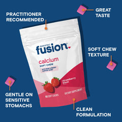 Bariatric Fusion bottle open with chews visible, highlighting portable 60-count convenience