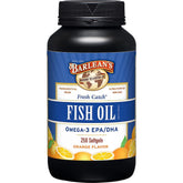 Barlean's bottle front showing orange label and benefits