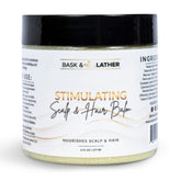 BASK & LATHER front jar view showing product label and size, clean branding and benefit