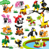 Basytodio front packaging showcasing 20 mini animal block kits and quick distribution benefit