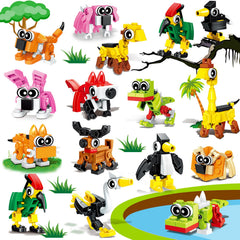 Basytodio front packaging showcasing 20 mini animal block kits and quick distribution benefit