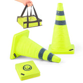 BATTIFE front view of two lime green cones showing packaging and visibility