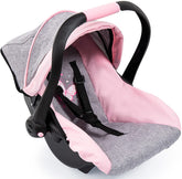 Bayer doll car seat front view showing secure seating and style benefit