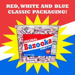 Bazooka tub open with gum inside illustrating easy access and sharing