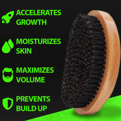 BBS BEST BEARD STUFF close-up of natural boar bristles for gentle exfoliation