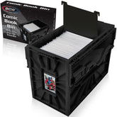 BCW black bin front view showing shape and sturdy build for safe storage
