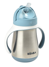 Béaba front view of sippy cup showing leakproof lid and rain color — easy transport