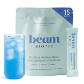 BEAM front packaging showing blue raspberry tub and brand for clear product ID and convenience