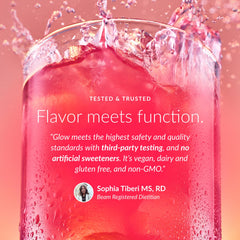 BEAM mixed raspberry drink poured in glass for hydration and caffeine-free energy