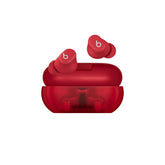 Beats Solo Buds transparent red front packaging showing premium finish and portability