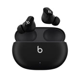 Beats Studio Buds front view showing sleek black design and logo benefit of style