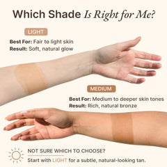 Beauty by Earth being applied to forearm for even, streak-free color benefit