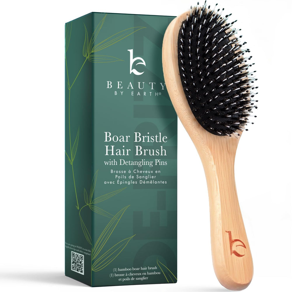 Beauty by Earth front view of brush showing dual bristle design for easier detangling