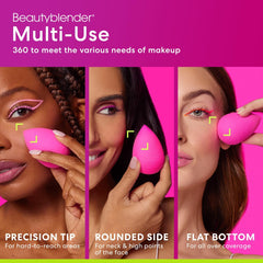beautyblender wet versus dry comparison illustrating expanded size and improved blending efficiency