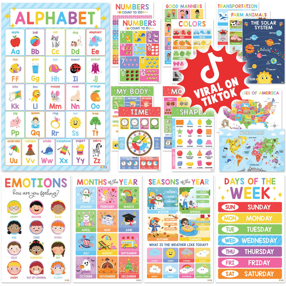BEAWART front packaging showing set and benefits of durable learning posters