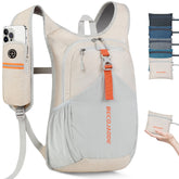 BECOJADDE front view of beige pack showing pockets and clean design benefit quick access