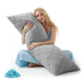 BEDELITE front view of light grey body pillow shows full-length support