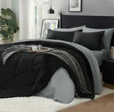 BEDELITE queen comforter front view showing modern black finish and tidy corners