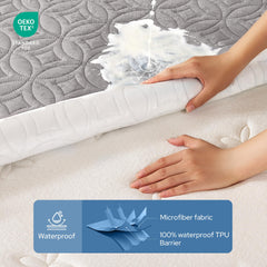 BEDLORE elastic skirt fitted on deep mattress demonstrating secure fit up to 18 inches