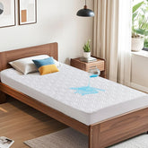 BEDLORE front view of twin mattress protector showing fit and styling benefit