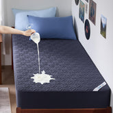 BEDLORE front view of Twin XL protector showing quilted design and packaging, highlights durability