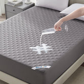 BEDLORE front view of queen protector packaging showing product and fit benefits