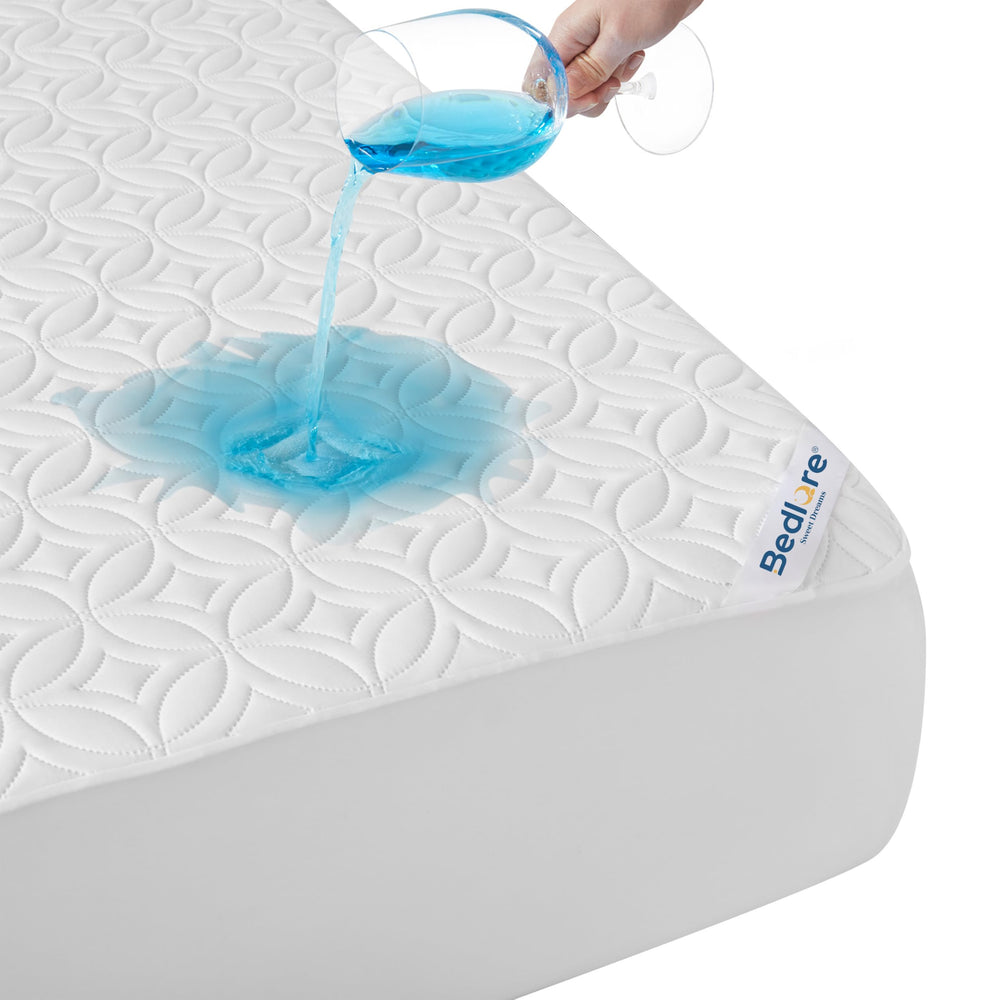 BEDLORE front view of king protector showing neat quilted finish and protection