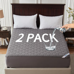BEDLORE front view of two queen protectors showing neat fit and breathable design