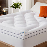 BEDLORE queen topper front profile showing plush comfort and improved sleep surface