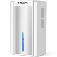 BEDRED front view showing sleek dehumidifier design and quiet benefit