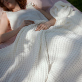 Bedsure blanket front view showing ivory queen size and breathable comfort