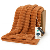 Bedsure burnt orange throw front view showing warm autumn accent and cozy look