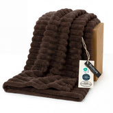 Bedsure front view of chocolate throw showing full 50x60 coverage and cozy look