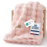 Bedsure throw front view showing pink color and cloud-bubble texture, adds style
