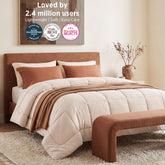 Bedsure comforter front view beige showing full queen coverage and cozy look